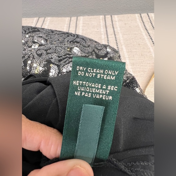 Lauren Ralph Lauren Silver Mesh Sequin Cocktail Dress Size 10 - Picture 8 of 12